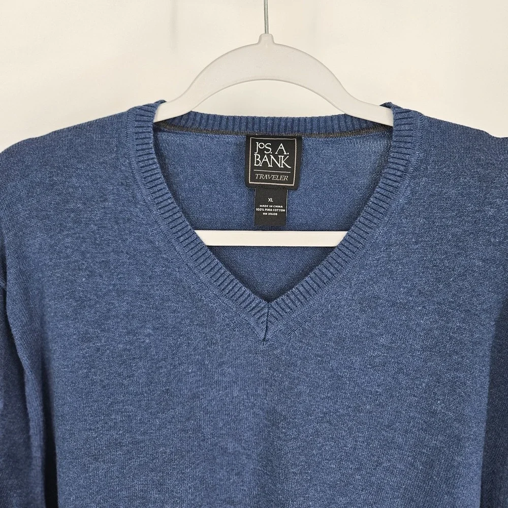 Jos. A. Bank Pima Cotton Sweater Vest Mens XL Blue Office Preppy Winter Layering